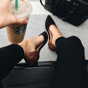 Merona black and brown pointed toe flats